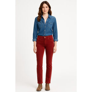 AG Adriano Goldschmied Stevie Slim Straight Corduroy Pants 28R Rust Brick Red